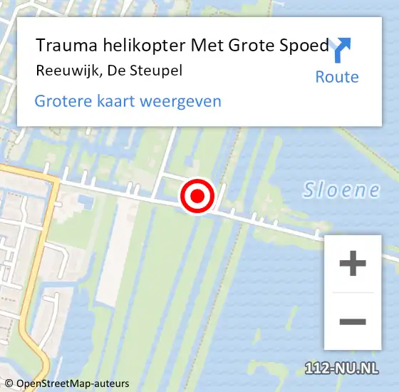 Locatie op kaart van de 112 melding: Trauma helikopter Met Grote Spoed Naar Reeuwijk, De Steupel op 17 mei 2022 19:35