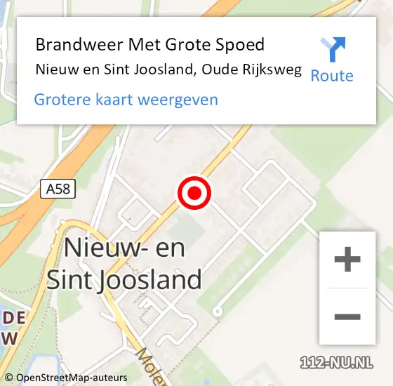 Locatie op kaart van de 112 melding: Brandweer Met Grote Spoed Naar Nieuw en Sint Joosland, Oude Rijksweg op 17 mei 2022 19:35