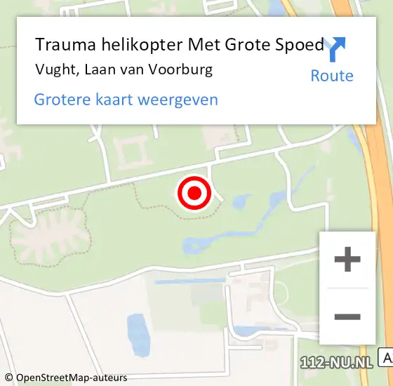 Locatie op kaart van de 112 melding: Trauma helikopter Met Grote Spoed Naar Vught, Laan van Voorburg op 17 mei 2022 19:36