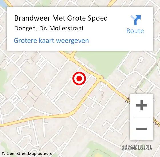 Locatie op kaart van de 112 melding: Brandweer Met Grote Spoed Naar Dongen, Dr. Mollerstraat op 17 mei 2022 19:44