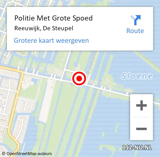 Locatie op kaart van de 112 melding: Politie Met Grote Spoed Naar Reeuwijk, De Steupel op 17 mei 2022 19:50