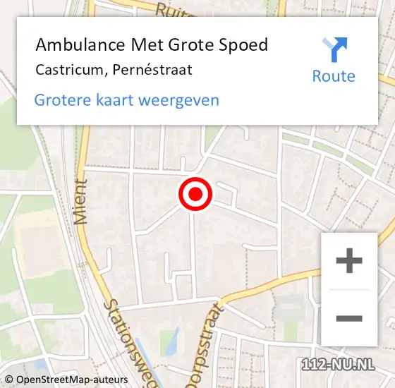 Locatie op kaart van de 112 melding: Ambulance Met Grote Spoed Naar Castricum, Pernéstraat op 17 mei 2022 19:50