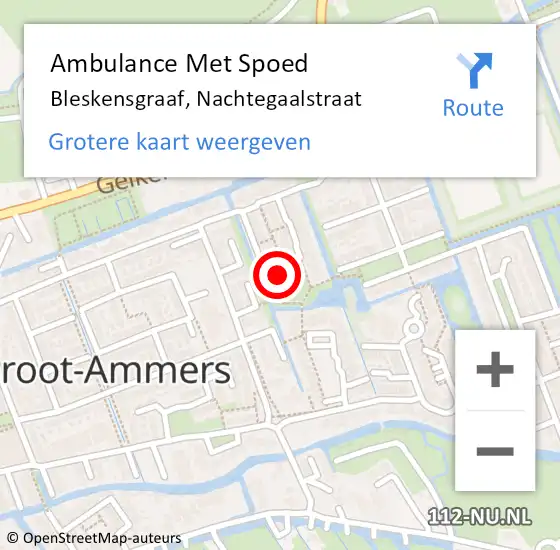 Locatie op kaart van de 112 melding: Ambulance Met Spoed Naar Bleskensgraaf, Nachtegaalstraat op 17 mei 2022 19:56