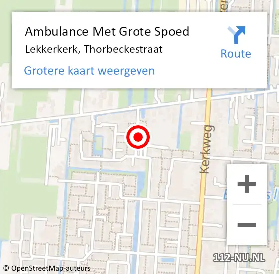 Locatie op kaart van de 112 melding: Ambulance Met Grote Spoed Naar Lekkerkerk, Thorbeckestraat op 17 mei 2022 20:15