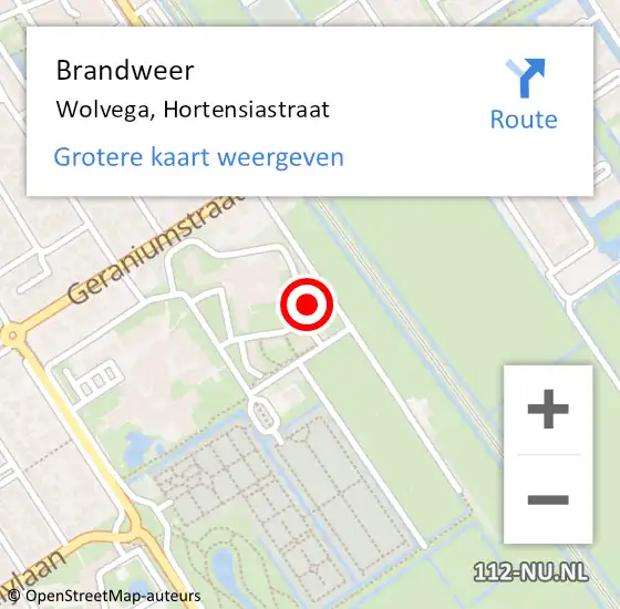 Locatie op kaart van de 112 melding: Brandweer Wolvega, Hortensiastraat op 17 mei 2022 20:53