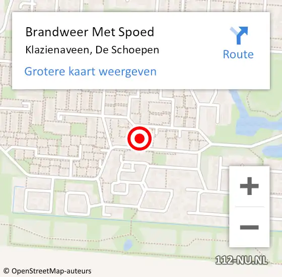 Locatie op kaart van de 112 melding: Brandweer Met Spoed Naar Klazienaveen, De Schoepen op 17 mei 2022 21:23