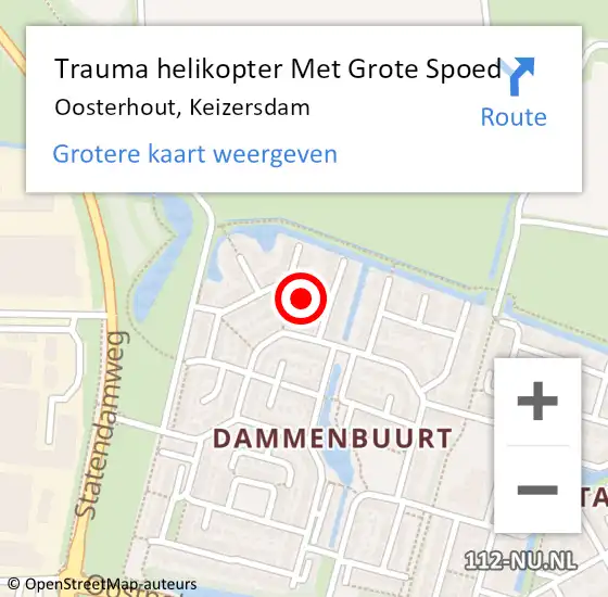 Locatie op kaart van de 112 melding: Trauma helikopter Met Grote Spoed Naar Oosterhout, Keizersdam op 17 mei 2022 21:28