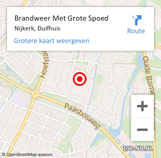 Locatie op kaart van de 112 melding: Brandweer Met Grote Spoed Naar Nijkerk, Duifhuis op 17 mei 2022 21:43