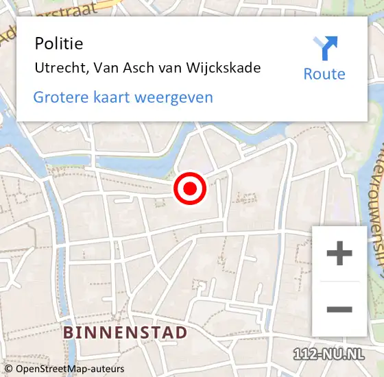 Locatie op kaart van de 112 melding: Politie Utrecht, Van Asch van Wijckskade op 17 mei 2022 22:09