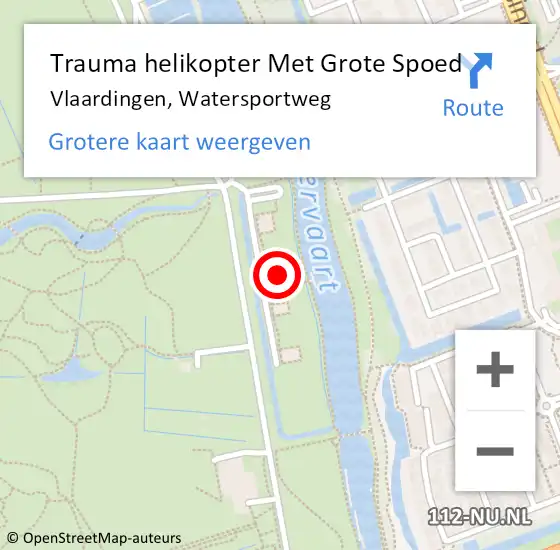 Locatie op kaart van de 112 melding: Trauma helikopter Met Grote Spoed Naar Vlaardingen, Watersportweg op 17 mei 2022 22:13