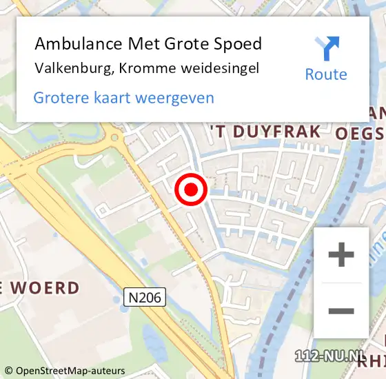 Locatie op kaart van de 112 melding: Ambulance Met Grote Spoed Naar Valkenburg, Kromme weidesingel op 17 mei 2022 22:21