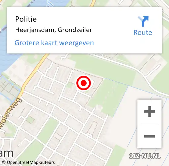 Locatie op kaart van de 112 melding: Politie Heerjansdam, Grondzeiler op 17 mei 2022 22:26