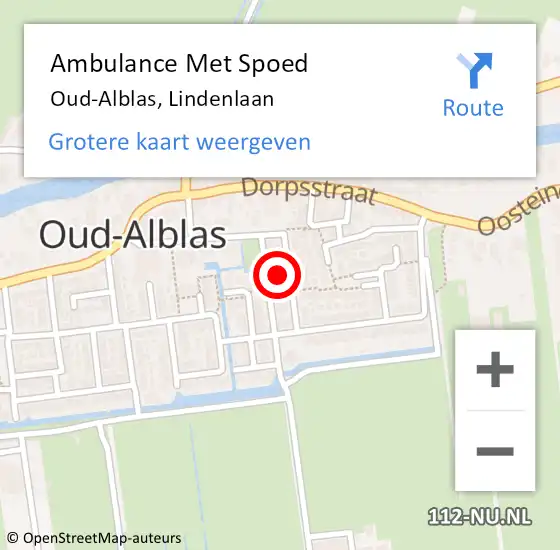 Locatie op kaart van de 112 melding: Ambulance Met Spoed Naar Oud-Alblas, Lindenlaan op 17 mei 2022 22:31