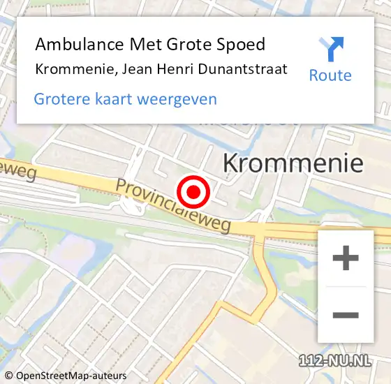 Locatie op kaart van de 112 melding: Ambulance Met Grote Spoed Naar Krommenie, Jean Henri Dunantstraat op 17 mei 2022 22:35