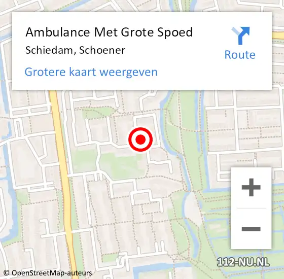 Locatie op kaart van de 112 melding: Ambulance Met Grote Spoed Naar Schiedam, Schoener op 17 mei 2022 23:03