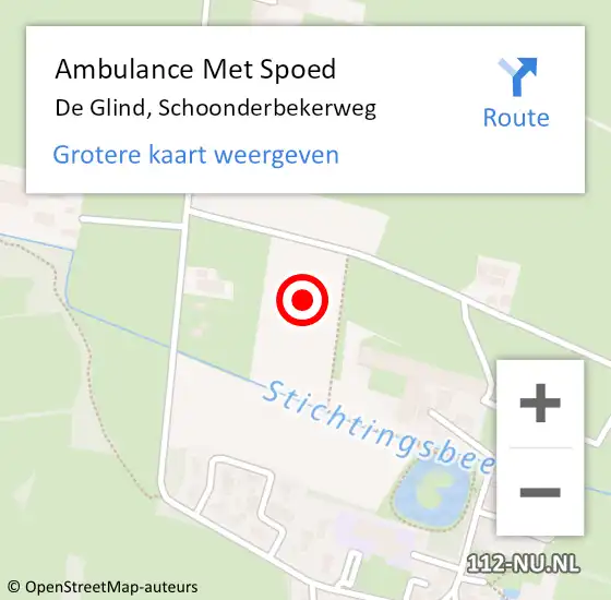 Locatie op kaart van de 112 melding: Ambulance Met Spoed Naar De Glind, Schoonderbekerweg op 17 mei 2022 23:09