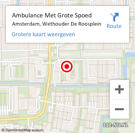 Locatie op kaart van de 112 melding: Ambulance Met Grote Spoed Naar Amsterdam-Zuidoost, Wethouder De Roosplein op 17 mei 2022 23:29