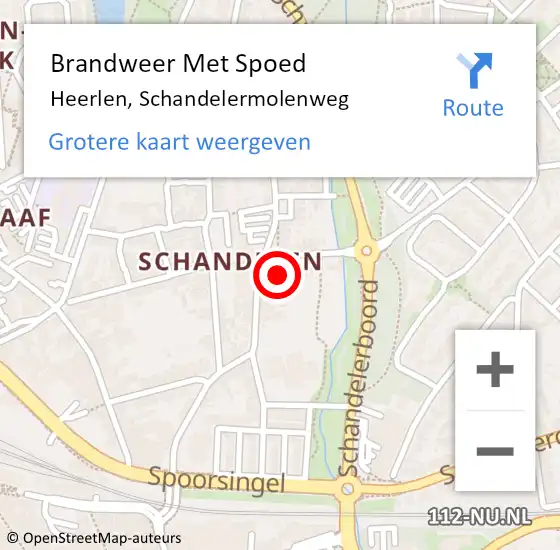 Locatie op kaart van de 112 melding: Brandweer Met Spoed Naar Heerlen, Schandelermolenweg op 17 mei 2022 23:36