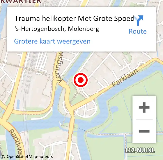 Locatie op kaart van de 112 melding: Trauma helikopter Met Grote Spoed Naar 's-Hertogenbosch, Molenberg op 18 mei 2022 00:32