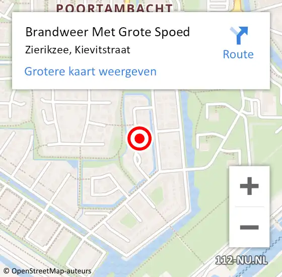 Locatie op kaart van de 112 melding: Brandweer Met Grote Spoed Naar Zierikzee, Kievitstraat op 18 mei 2022 00:55