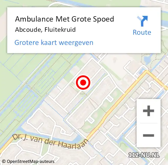 Locatie op kaart van de 112 melding: Ambulance Met Grote Spoed Naar Abcoude, Fluitekruid op 18 mei 2022 01:02