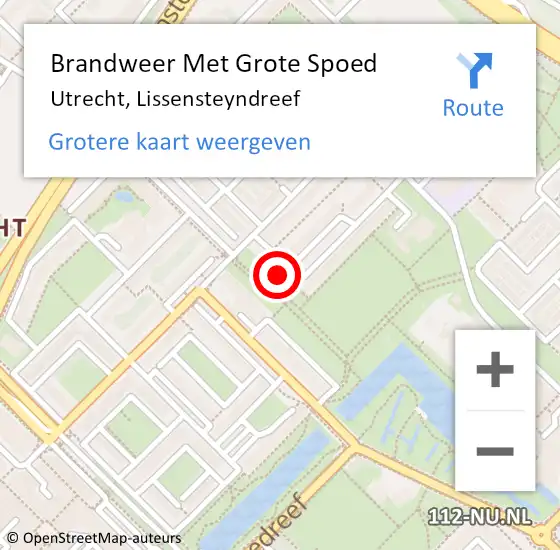 Locatie op kaart van de 112 melding: Brandweer Met Grote Spoed Naar Utrecht, Lissensteyndreef op 18 mei 2022 02:12