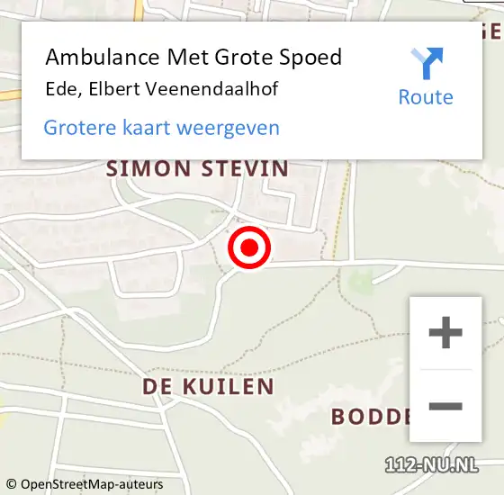 Locatie op kaart van de 112 melding: Ambulance Met Grote Spoed Naar Ede, Elbert Veenendaalhof op 18 mei 2022 03:01