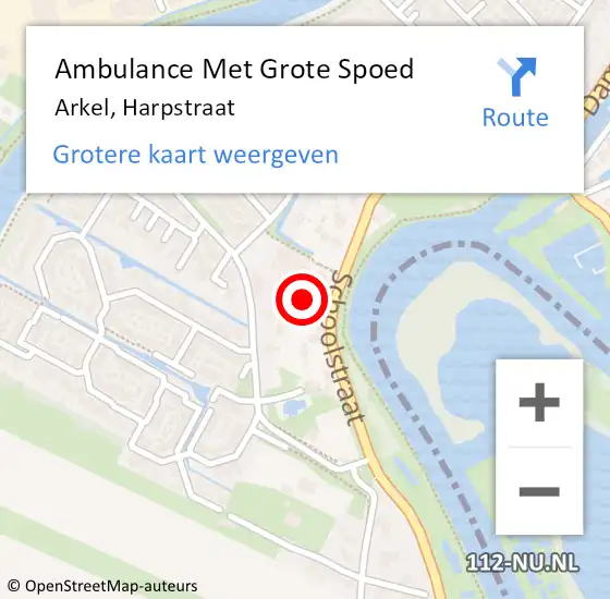 Locatie op kaart van de 112 melding: Ambulance Met Grote Spoed Naar Arkel, Harpstraat op 18 mei 2022 03:10