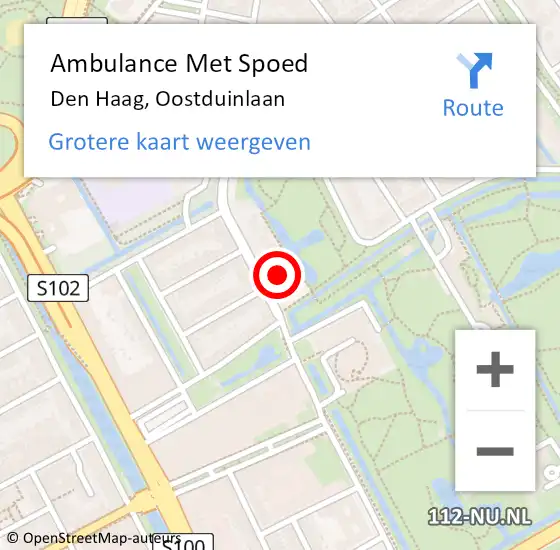 Locatie op kaart van de 112 melding: Ambulance Met Spoed Naar Den Haag, Oostduinlaan op 18 mei 2022 03:22