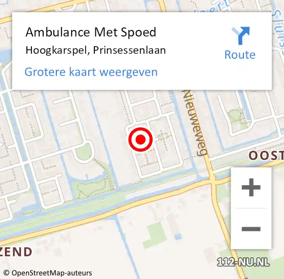 Locatie op kaart van de 112 melding: Ambulance Met Spoed Naar Hoogkarspel, Prinsessenlaan op 18 mei 2022 04:09