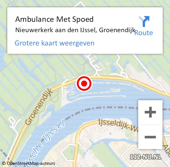 Locatie op kaart van de 112 melding: Ambulance Met Spoed Naar Nieuwerkerk aan den IJssel, Groenendijk op 18 mei 2022 04:51