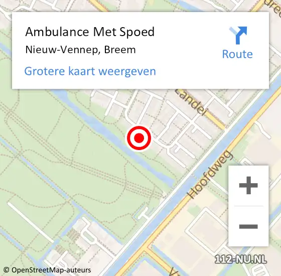 Locatie op kaart van de 112 melding: Ambulance Met Spoed Naar Nieuw-Vennep, Breem op 18 mei 2022 05:28