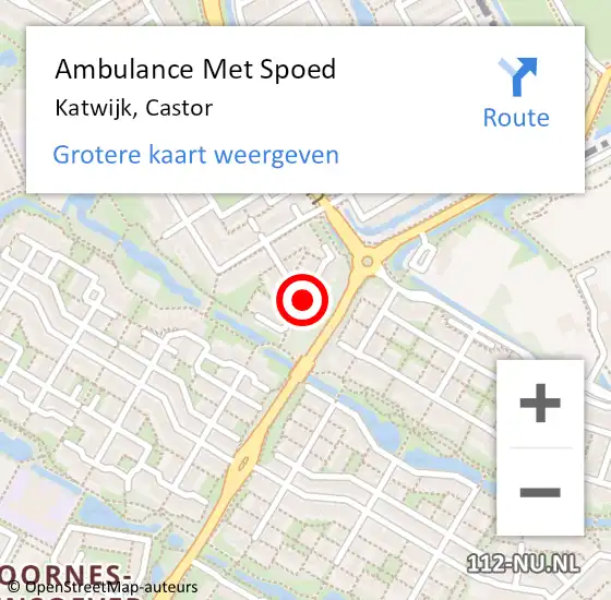 Locatie op kaart van de 112 melding: Ambulance Met Spoed Naar Katwijk, Castor op 18 mei 2022 07:02