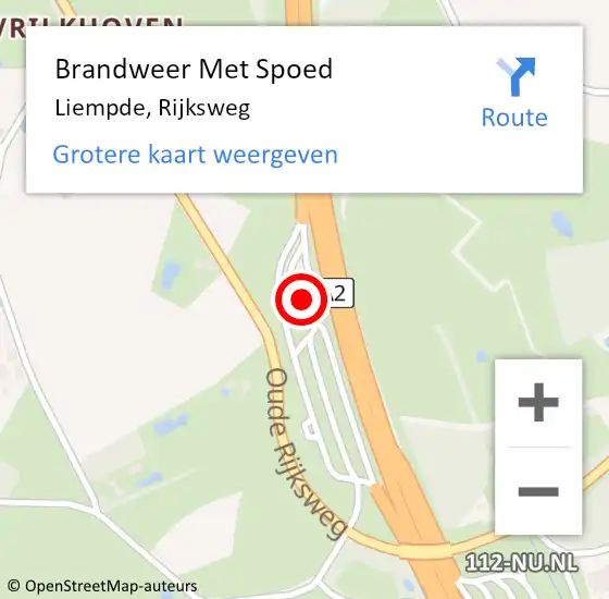 Locatie op kaart van de 112 melding: Brandweer Met Spoed Naar Liempde, Rijksweg op 18 mei 2022 07:19