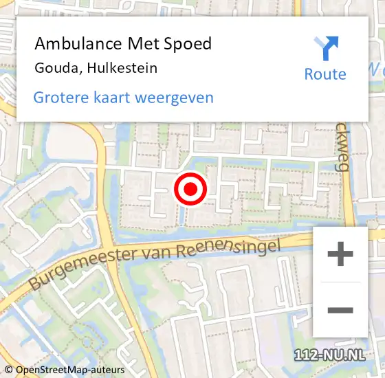 Locatie op kaart van de 112 melding: Ambulance Met Spoed Naar Gouda, Hulkestein op 18 mei 2022 07:19