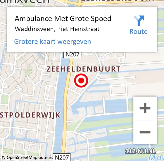 Locatie op kaart van de 112 melding: Ambulance Met Grote Spoed Naar Waddinxveen, Piet Heinstraat op 18 mei 2022 07:40