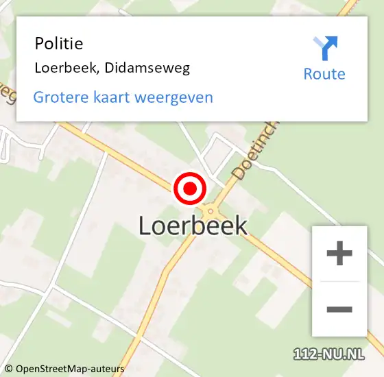 Locatie op kaart van de 112 melding: Politie Loerbeek, Didamseweg op 18 mei 2022 07:49