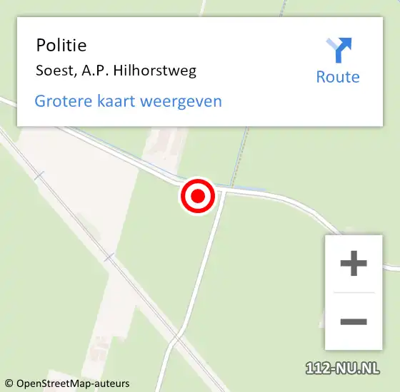 Locatie op kaart van de 112 melding: Politie Soest, A.P. Hilhorstweg op 18 mei 2022 07:53