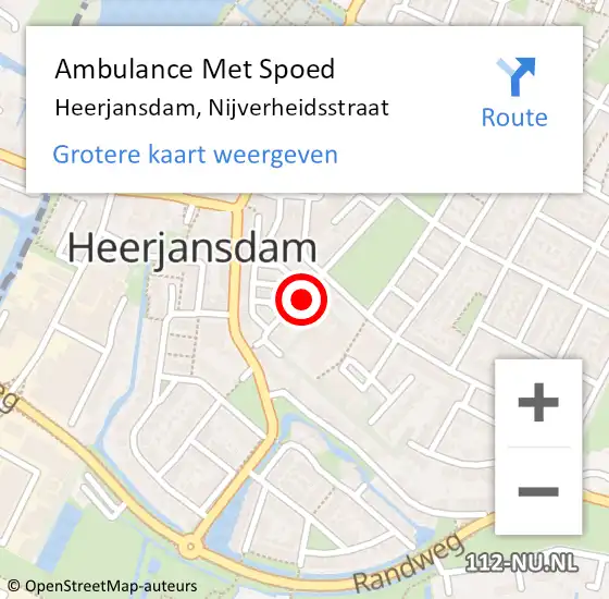 Locatie op kaart van de 112 melding: Ambulance Met Spoed Naar Heerjansdam, Nijverheidsstraat op 18 mei 2022 08:01