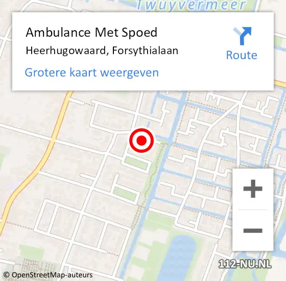 Locatie op kaart van de 112 melding: Ambulance Met Spoed Naar Heerhugowaard, Forsythialaan op 18 mei 2022 08:08