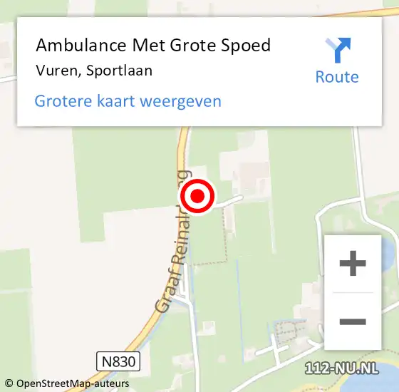 Locatie op kaart van de 112 melding: Ambulance Met Grote Spoed Naar Vuren, Sportlaan op 18 mei 2022 08:22