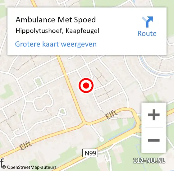 Locatie op kaart van de 112 melding: Ambulance Met Spoed Naar Hippolytushoef, Kaapfeugel op 18 mei 2022 08:43