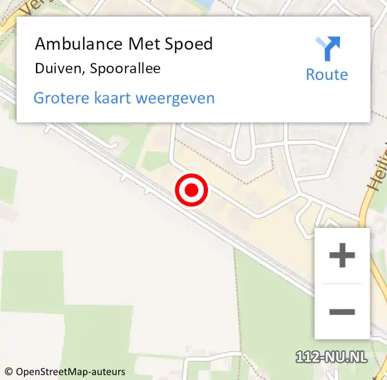 Locatie op kaart van de 112 melding: Ambulance Met Spoed Naar Duiven, Spoorallee op 18 mei 2022 09:07