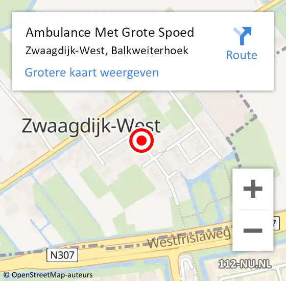 Locatie op kaart van de 112 melding: Ambulance Met Grote Spoed Naar Zwaagdijk-West, Balkweiterhoek op 18 mei 2022 09:37