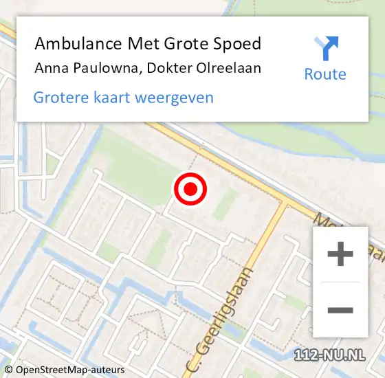 Locatie op kaart van de 112 melding: Ambulance Met Grote Spoed Naar Anna Paulowna, Dokter Olreelaan op 18 mei 2022 10:07