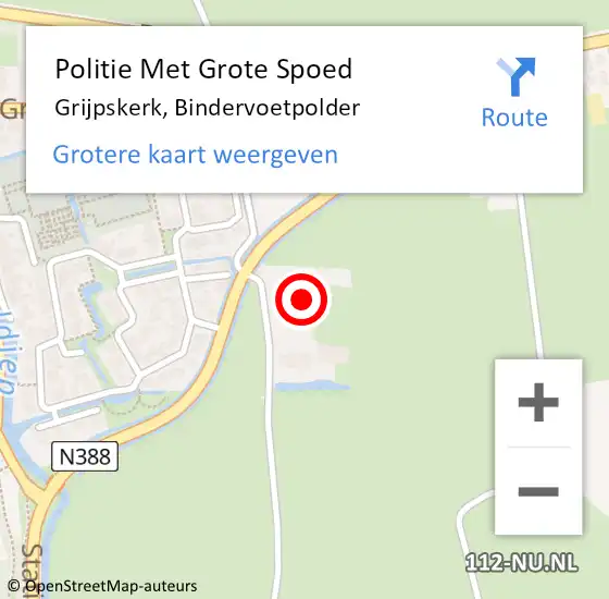 Locatie op kaart van de 112 melding: Politie Met Grote Spoed Naar Grijpskerk, Bindervoetpolder op 18 mei 2022 10:09