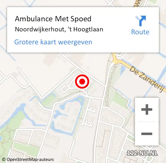 Locatie op kaart van de 112 melding: Ambulance Met Spoed Naar Noordwijkerhout, 't Hoogtlaan op 18 mei 2022 10:27