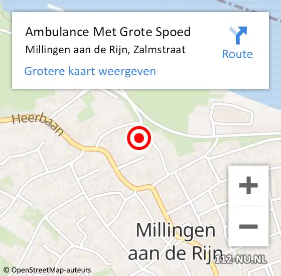 Locatie op kaart van de 112 melding: Ambulance Met Grote Spoed Naar Millingen aan de Rijn, Zalmstraat op 18 mei 2022 10:35