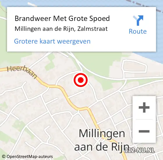 Locatie op kaart van de 112 melding: Brandweer Met Grote Spoed Naar Millingen aan de Rijn, Zalmstraat op 18 mei 2022 10:38