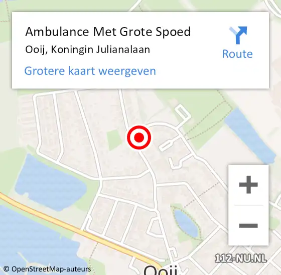 Locatie op kaart van de 112 melding: Ambulance Met Grote Spoed Naar Ooij, Koningin Julianalaan op 18 mei 2022 10:39